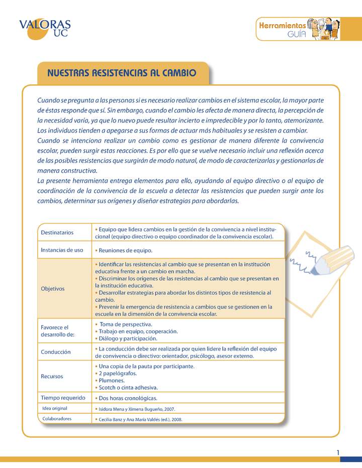 Nuestras resistencia_cambio Orientaciones para profesores Nuestras resistencia_cambio Orientaciones para profesores