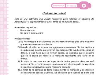 Actividad: Higiene bucal ¿Qué son las caries? Orientación 1º y 2º básico OA4 Actividad: Higiene bucal ¿Qué son las caries? Orientación 1º y 2º básico OA4