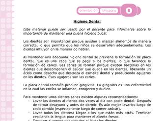 Actividad: Higiene dental Orientación 1º y 2º básico OA4 Actividad: Higiene dental Orientación 1º y 2º básico OA4