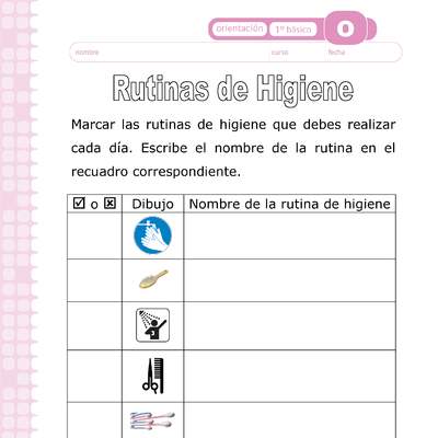 Actividad: Rutinas de higiene Orientación 1º y 2º básico OA4 Actividad: Rutinas de higiene Orientación 1º y 2º básico OA4