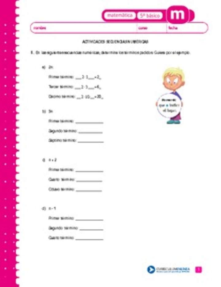 Secuencias numéricas Secuencias numéricas