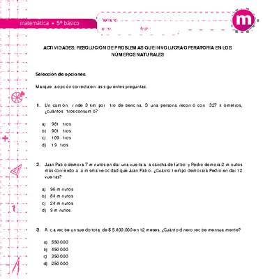 Resolución de problemas que involucra operatoria en los números naturales Resolución de problemas que involucra operatoria en los números naturales