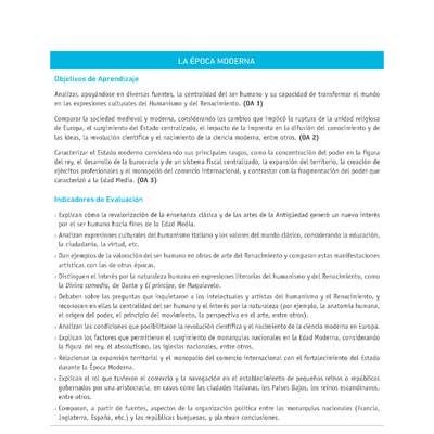 Evaluación Programas - HI08 - OA01 - OA02 - OA03 -U1 - LA ÉPOCA MODERNA Evaluación Programas - HI08 - OA01 - OA02 - OA03 -U1 - LA ÉPOCA MODERNA