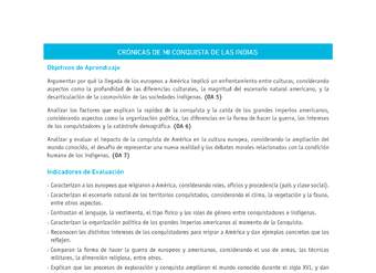 Evaluación Programas - HI08 - OA05 - OA06 - OA07 - U1 - CRÓNICAS DE MI CONQUISTA DE LAS INDIAS Evaluación Programas - HI08 - OA05 - OA06 - OA07 - U1 - CRÓNICAS DE MI CONQUISTA DE LAS INDIAS