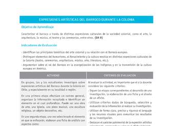 Evaluación Programas - HI08 OA09 - U2 - EXPRESIONES ARTÍSTICAS DEL BARROCO DURANTE LA COLONIA Evaluación Programas - HI08 OA09 - U2 - EXPRESIONES ARTÍSTICAS DEL BARROCO DURANTE LA COLONIA