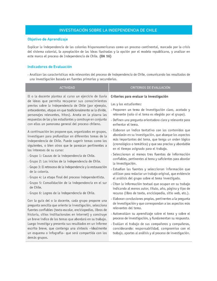 Evaluación Programas - HI08 OA16 - U3 - INVESTIGACIÓN SOBRE LA INDEPENDENCIA DE CHILE Evaluación Programas - HI08 OA16 - U3 - INVESTIGACIÓN SOBRE LA INDEPENDENCIA DE CHILE