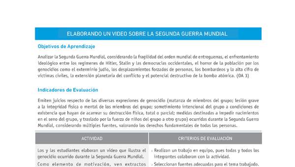 Evaluación Programas - HI2M OA03 - U1 - ELABORANDO UN VIDEO SOBRE LA SEGUNDA GUERRA MUNDIAL Evaluación Programas - HI2M OA03 - U1 - ELABORANDO UN VIDEO SOBRE LA SEGUNDA GUERRA MUNDIAL