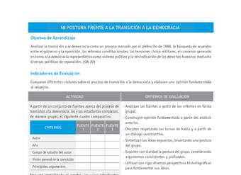 Evaluación Programas - HI2M OA20 - U3 - MI POSTURA FRENTE A LA TRANSICIÓN A LA DEMOCRACIA Evaluación Programas - HI2M OA20 - U3 - MI POSTURA FRENTE A LA TRANSICIÓN A LA DEMOCRACIA