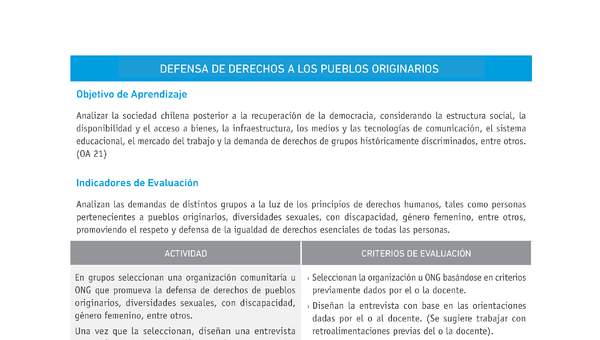 Evaluación Programas - HI2M OA21 - U3 - DEFENSA DE DERECHOS A LOS PUEBLOS ORIGINARIOS Evaluación Programas - HI2M OA21 - U3 - DEFENSA DE DERECHOS A LOS PUEBLOS ORIGINARIOS