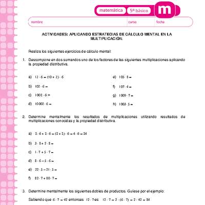 Aplicando estrategias de cálculo mental en la multiplicación Aplicando estrategias de cálculo mental en la multiplicación