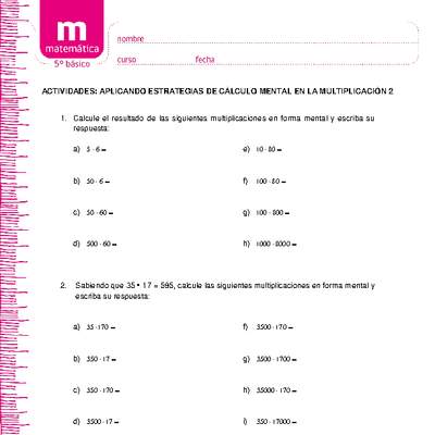 Aplicando estrategias de cálculo mental en la multiplicación 2 Aplicando estrategias de cálculo mental en la multiplicación 2