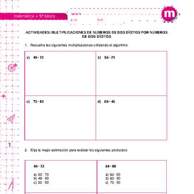 Multiplicaciones de números de dos dígitos por números de dos dígitos Multiplicaciones de números de dos dígitos por números de dos dígitos