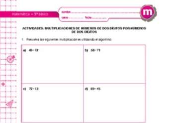 Multiplicaciones de números de dos dígitos por números de dos dígitos Multiplicaciones de números de dos dígitos por números de dos dígitos