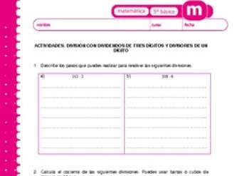 División con dividendos de tres dígitos y divisores de un dígito División con dividendos de tres dígitos y divisores de un dígito