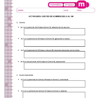 Conteo de números del 0 al 100 Conteo de números del 0 al 100