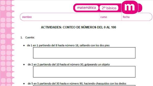 Conteo de números del 0 al 100 Conteo de números del 0 al 100