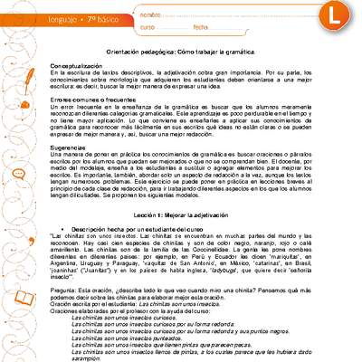 Orientación pedagógica: Cómo trabajar la gramática Orientación pedagógica: Cómo trabajar la gramática