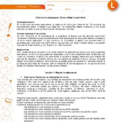 Orientación pedagógica: Cómo trabajar la gramática Orientación pedagógica: Cómo trabajar la gramática