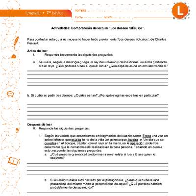 Comprensión de lectura Los deseos ridículos Comprensión de lectura Los deseos ridículos