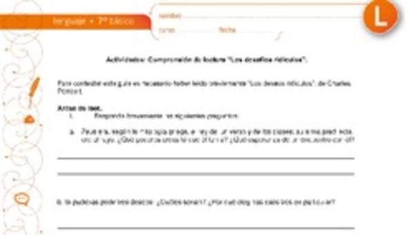 Comprensión de lectura Los deseos ridículos Comprensión de lectura Los deseos ridículos