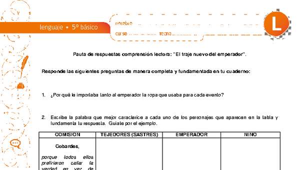 Comprensión de lectura el traje nuevo del emperador Comprensión de lectura el traje nuevo del emperador