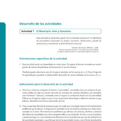 Actividad de Educación Ciudadana: Historia y Ciencias Sociales-El Municipio roles y funciones Actividad de Educación Ciudadana: Historia y Ciencias Sociales-El Municipio roles y funciones