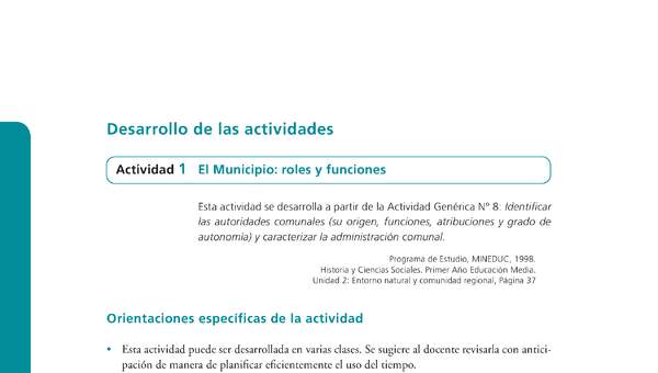 Actividad de Educación Ciudadana: Historia y Ciencias Sociales-El Municipio roles y funciones Actividad de Educación Ciudadana: Historia y Ciencias Sociales-El Municipio roles y funciones