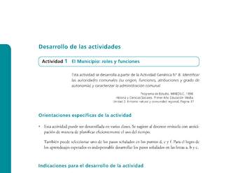 Actividad de Educación Ciudadana: Historia y Ciencias Sociales-El Municipio roles y funciones Actividad de Educación Ciudadana: Historia y Ciencias Sociales-El Municipio roles y funciones