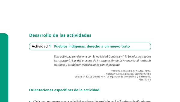 Actividad de Educación Ciudadana: Historia y Ciencias Sociales 2 medio - Pueblos indígenas derecho a un nuevo trato Actividad de Educación Ciudadana: Historia y Ciencias Sociales 2 medio - Pueblos indígenas derecho a un nuevo trato