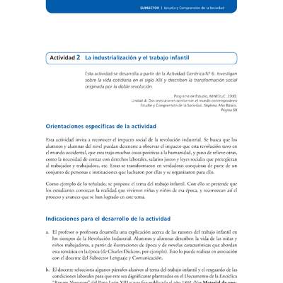 Actividad de Educación Ciudadana: Historia, Geografía y Ciencias Sociales 7º básico - La industrialización y el trabajo infantil Actividad de Educación Ciudadana: Historia, Geografía y Ciencias Sociales 7º básico - La industrialización y el trabajo infantil