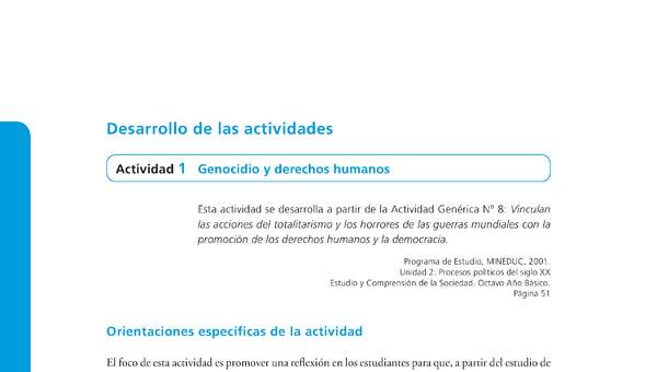 Actividad de Educación Ciudadana: Historia, Geografía y Ciencias Sociales 8º básico - Genocidio y derechos humanos Actividad de Educación Ciudadana: Historia, Geografía y Ciencias Sociales 8º básico - Genocidio y derechos humanos