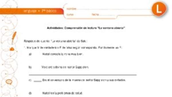 Comprensión de lectura "La ventana abierta" Comprensión de lectura "La ventana abierta"