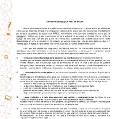 Orientación pedagógica: La hora de lectura Orientación pedagógica: La hora de lectura