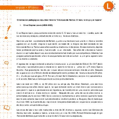 Apunte literario crónicas de Narnia Apunte literario crónicas de Narnia