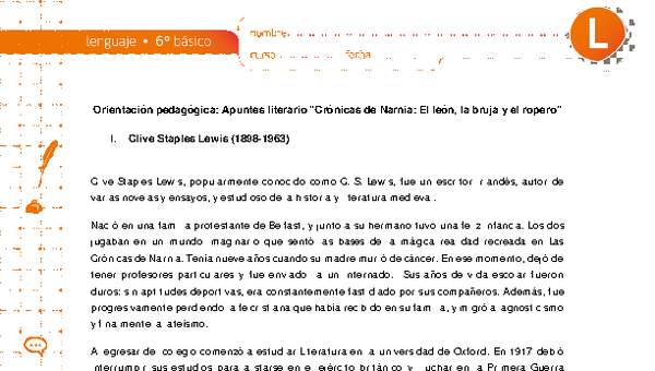 Apunte literario crónicas de Narnia Apunte literario crónicas de Narnia