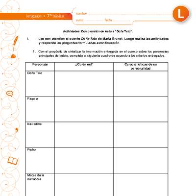 Comprensión de lectura doña Tato Comprensión de lectura doña Tato