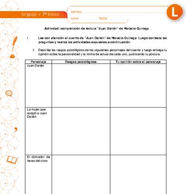 Comprensión de lectura Juan Darién Comprensión de lectura Juan Darién