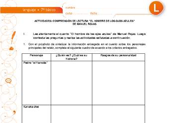 Comprensión de lectura el hombre de los ojos azules Comprensión de lectura el hombre de los ojos azules