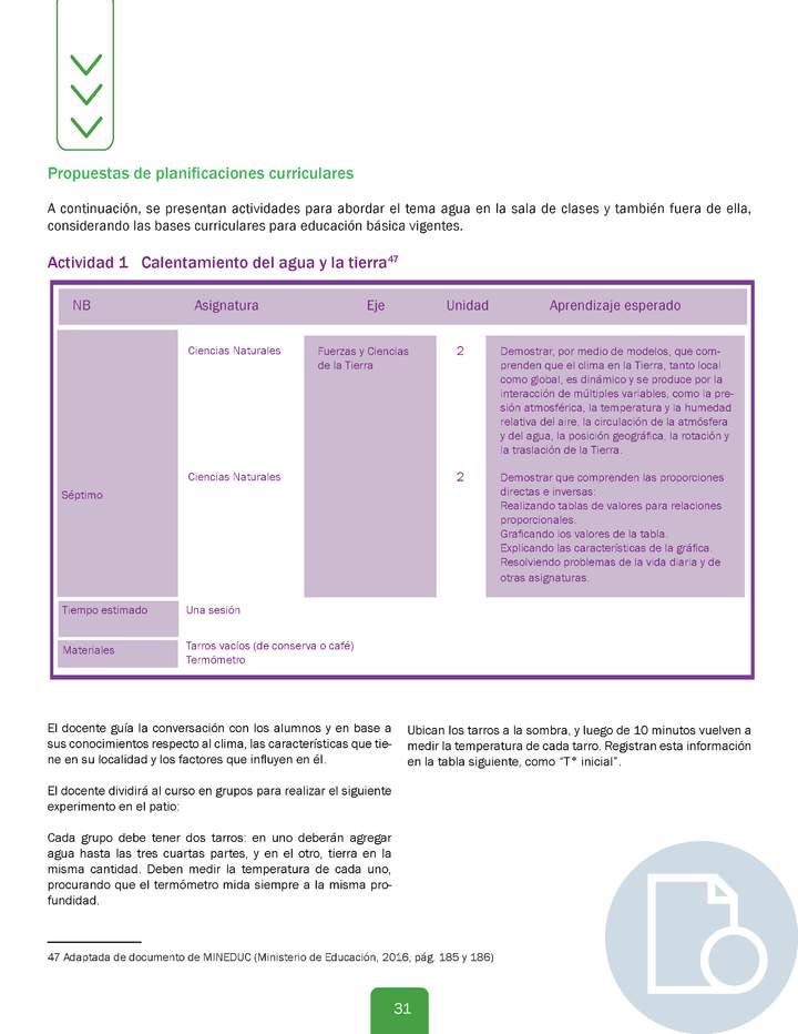 Actividad 1 guía educativa agua 7° y 8° Básico Actividad 1 guía educativa agua 7° y 8° Básico