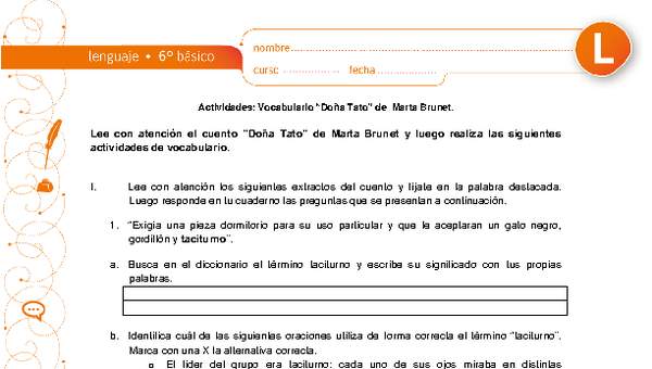 Vocabulario doña Tato Vocabulario doña Tato