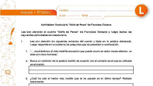 Vocabulario golfo de penas Vocabulario golfo de penas