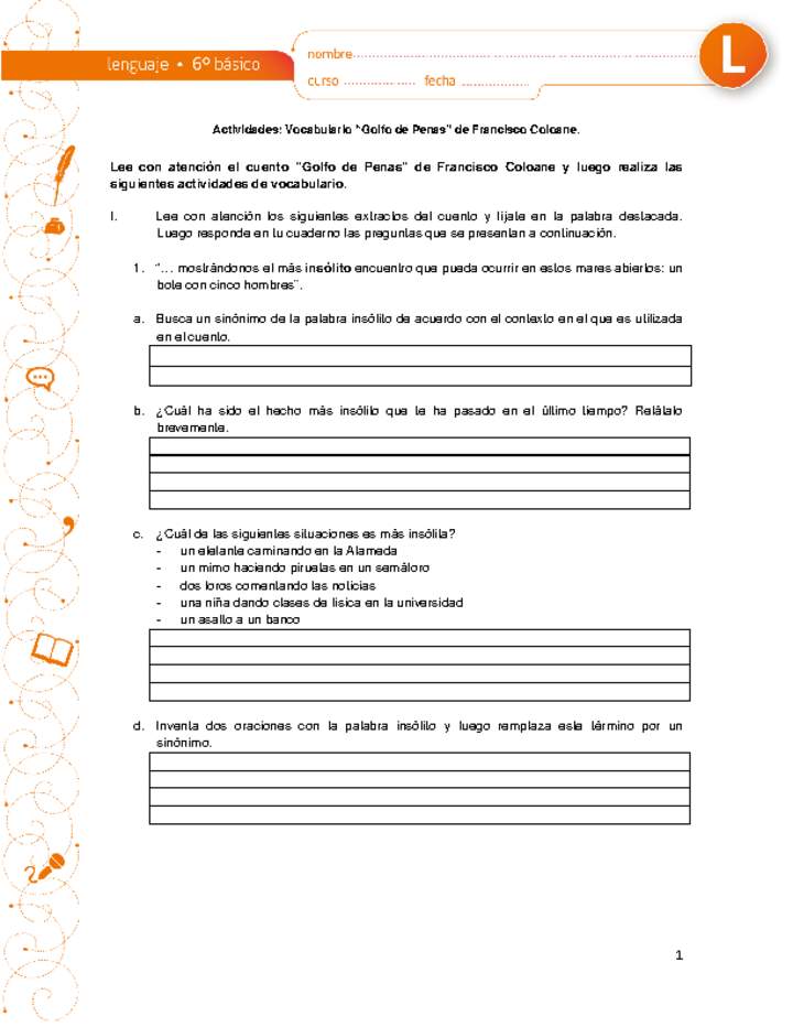 Vocabulario golfo de penas Vocabulario golfo de penas