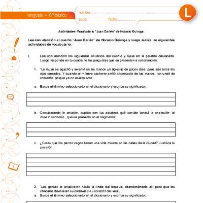 Vocabulario Juan Darién Vocabulario Juan Darién