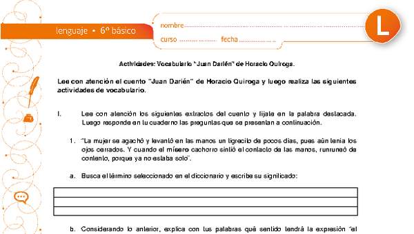 Vocabulario Juan Darién Vocabulario Juan Darién