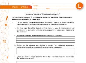 Vocabulario el hombre de los ojos azules Vocabulario el hombre de los ojos azules