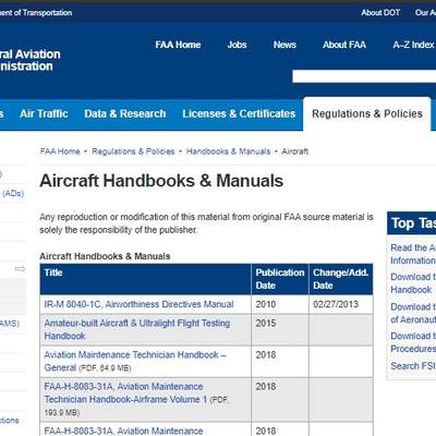 Federal Aviation Administration –FAA. Manuales técnicos aeronaves Federal Aviation Administration –FAA. Manuales técnicos aeronaves