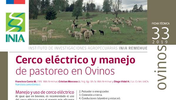 Ficha cerco eléctrico y manejo de pastoreo de ovinos, INIA Ficha cerco eléctrico y manejo de pastoreo de ovinos, INIA