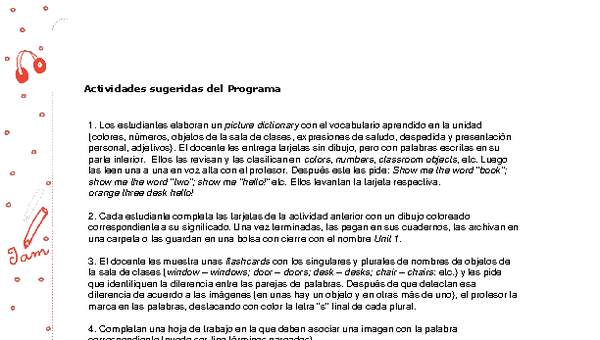 Actividades sugeridas Unidad 1 Actividades sugeridas Unidad 1