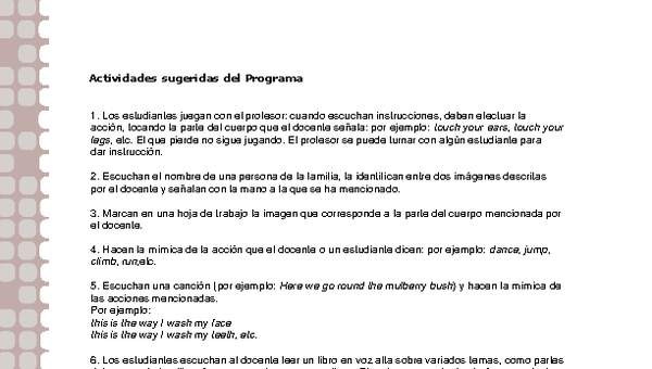 Actividades sugeridas Unidad 2 Actividades sugeridas Unidad 2