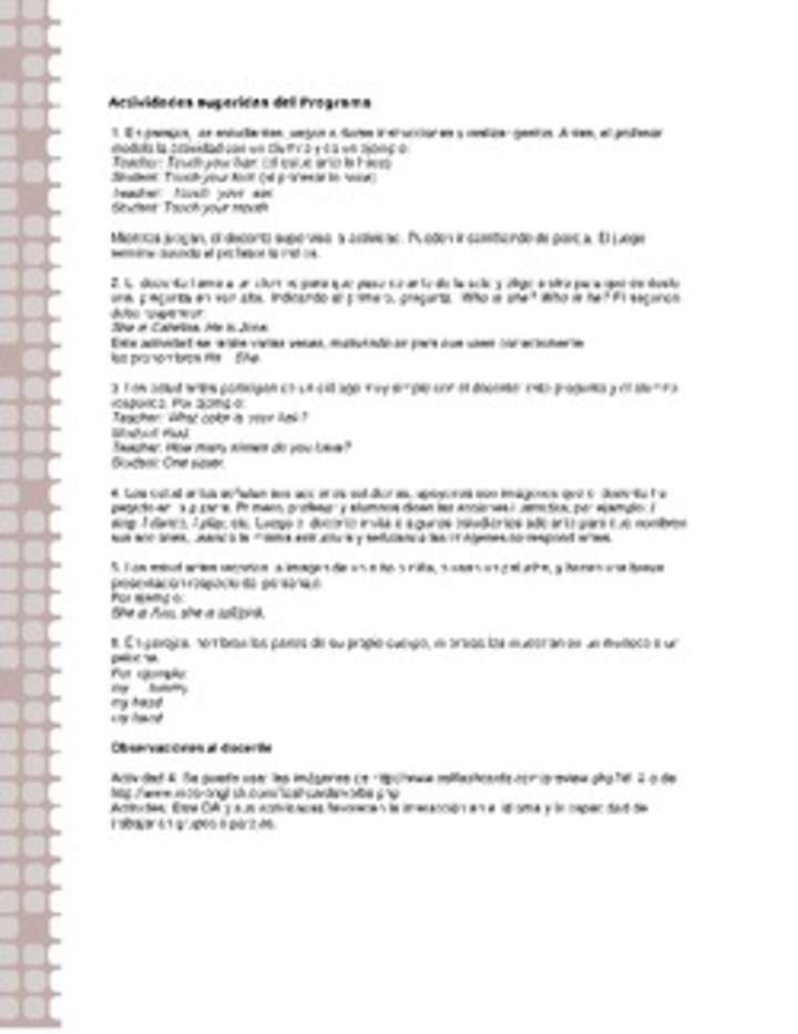 Actividades sugeridas Unidad 2 Actividades sugeridas Unidad 2